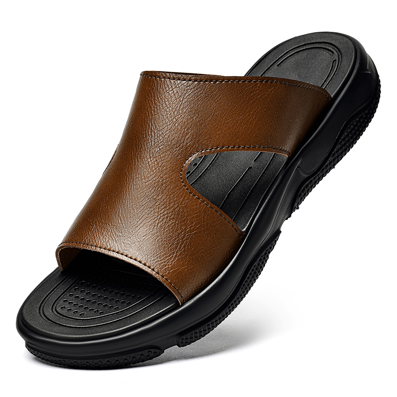 Men'S Shoes Business Casual - Sandálias masculinas de couro, antiderrapantes, sola