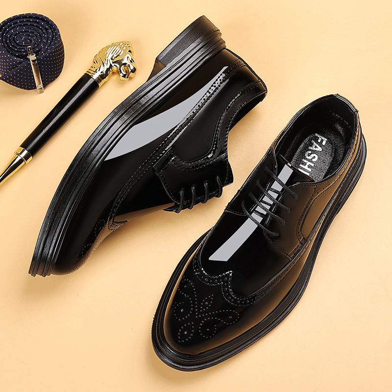 Men'S Shoes Brogues - Sapatos masculinos de couro envernizado, estilo