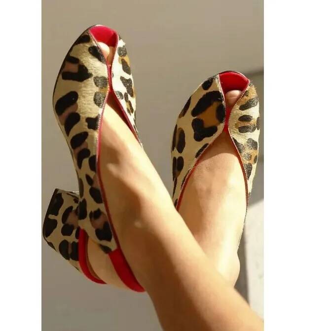 Men'S Shoes Slip On - Sandálias Femininas Peep Toe com Estampa