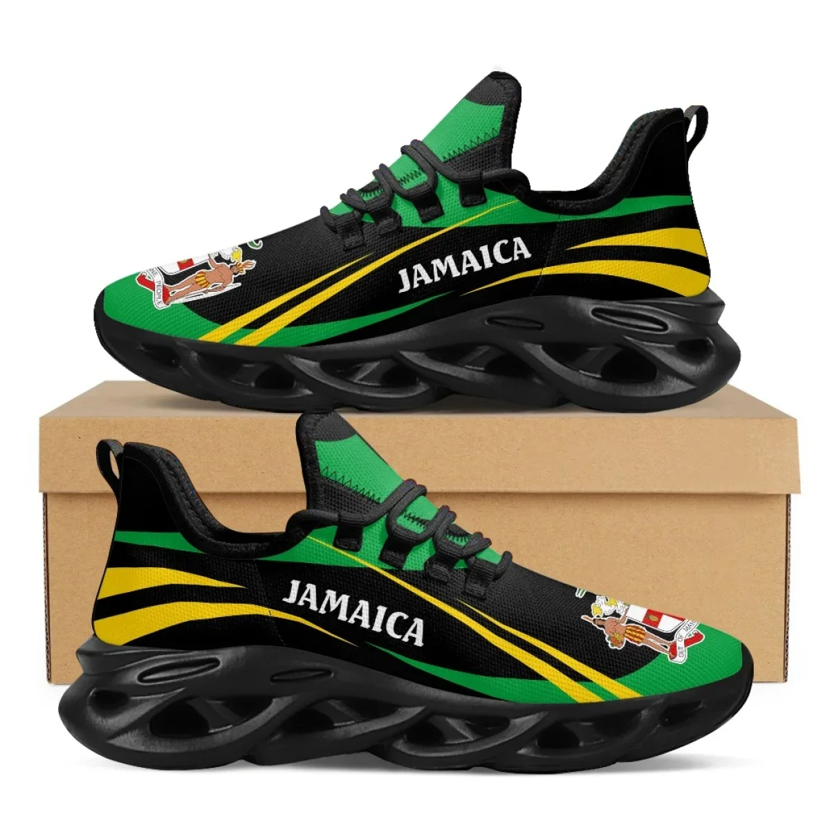Mesh Trainer Breathable - Jamaica bandeira impressão sapatos masculinos tênis