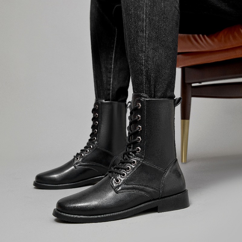 Men'S Shoes Low Top - Botas de Couro de Cano Alto