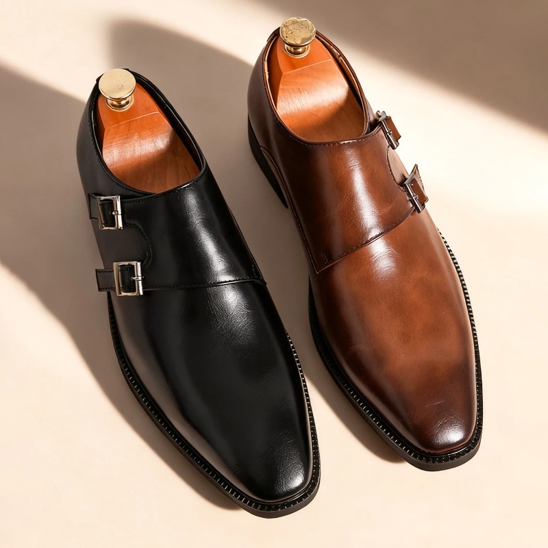 Monk Strap Shoe - Novos Sapatos Masculinos Clássicos Retro em