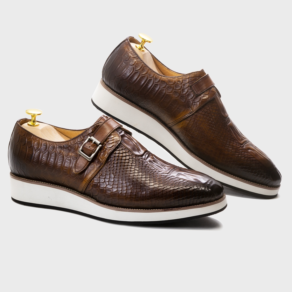 Monk Strap Shoe - Sapatos casuais masculinos de couro genuíno