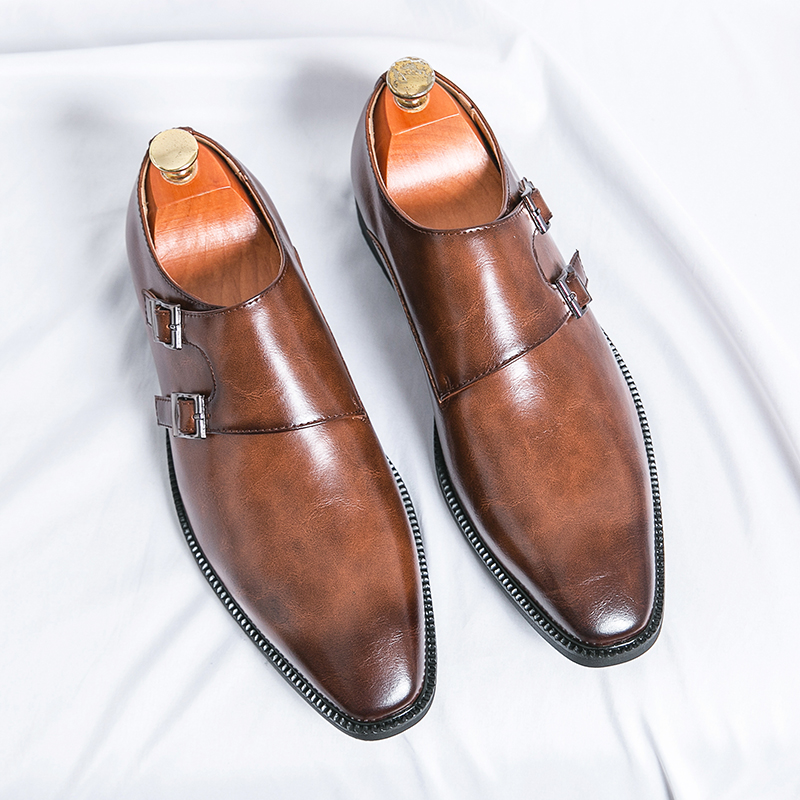 Monk Strap Shoe - Sapatos Sociais Masculinos com Fivela Dupla,