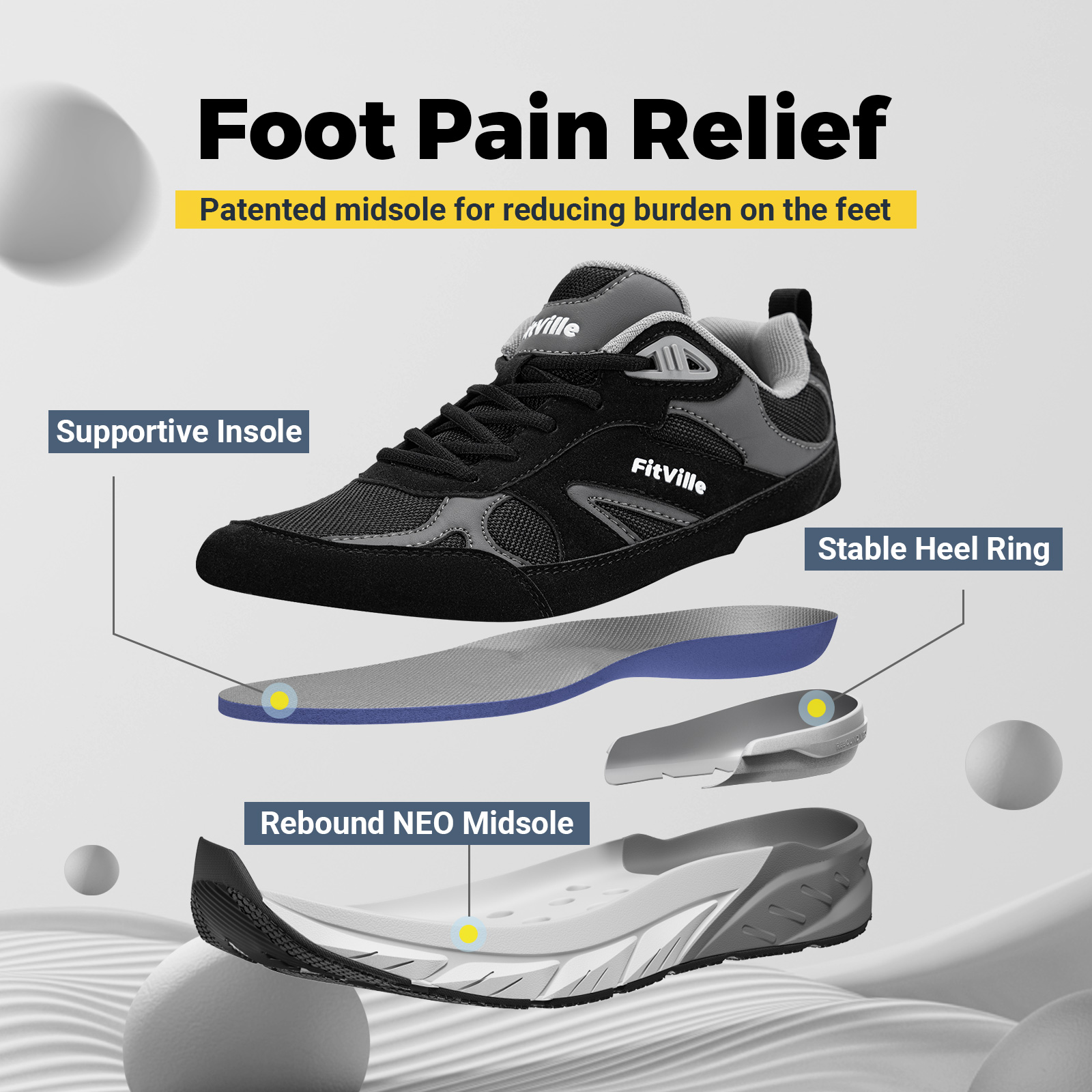 Tênis Casuais Masculinos Fitvi - Men'S Shoes Plantar Fasciitis avaliação e preço