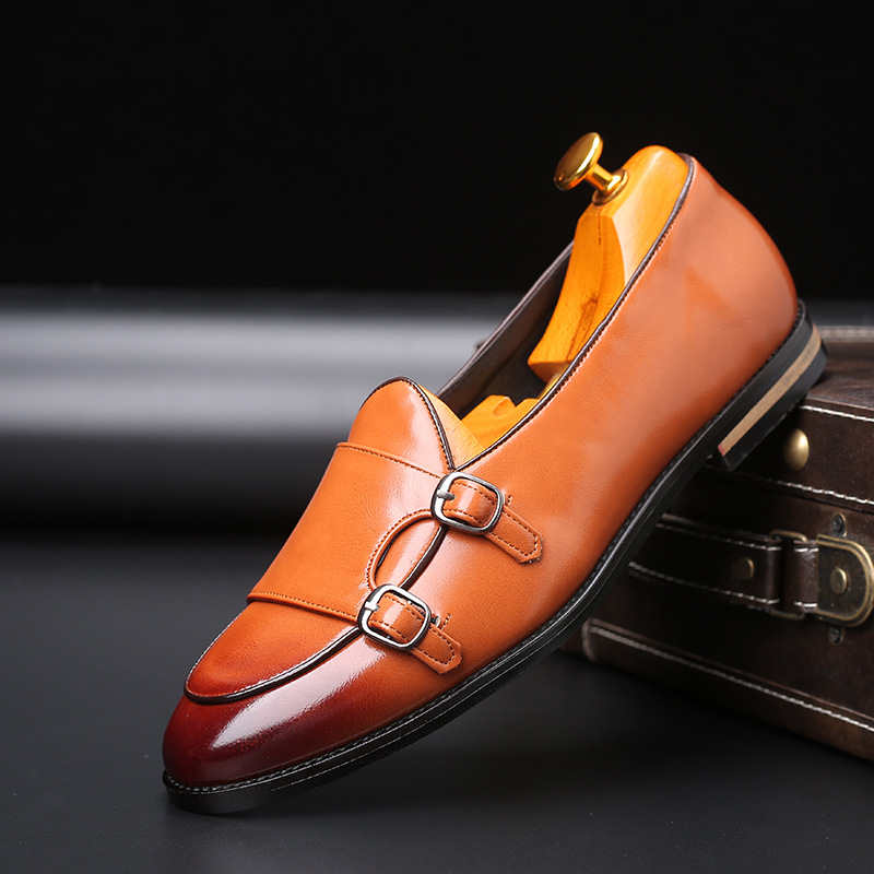 Sapatos masculinos de couro, e - Monk Strap Shoe avaliação e preço