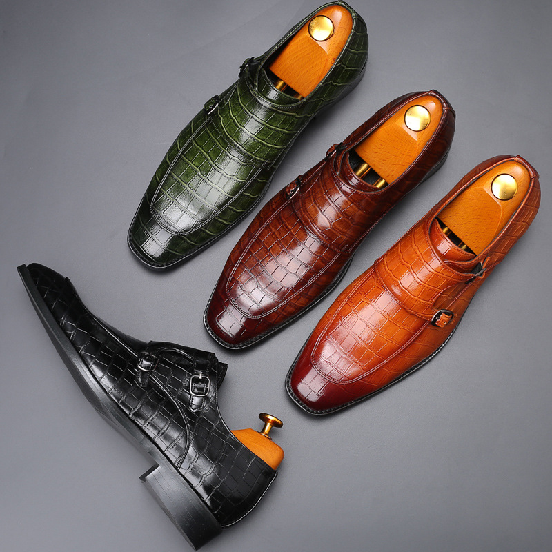 Couro de patente dos homens mo - Monk Strap Shoe avaliação e preço