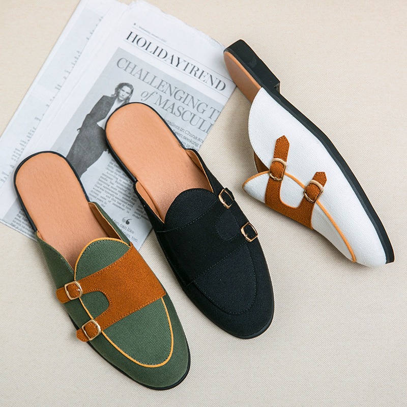 Mules de lona metade sapatos p - Monk Strap Shoe avaliação e preço